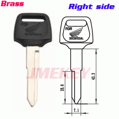 P-372 Replacement Brass Honda KEY BLANKS Right side