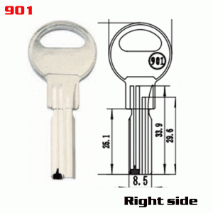 K-047 Copper Door Blanks key 901 Right side