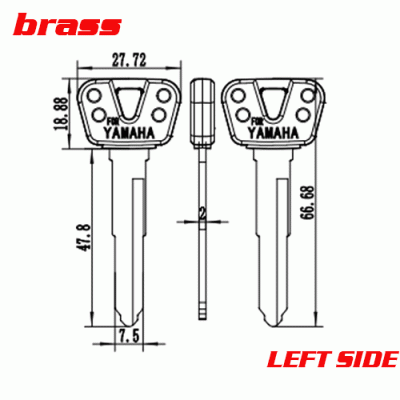 P-514A Brass Car key Blanks for Yamaha Left side