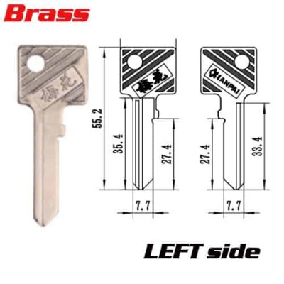 Y-644L Brass Blank door key MEIHUA LEFT SIDE