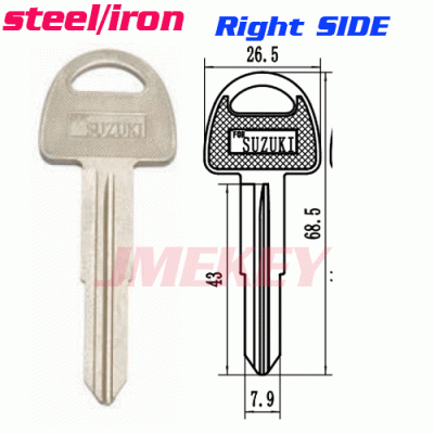 P-314 Replacement Iron key blanks for Suzuki SZK-9 Right side