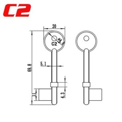 Y-650 Zinc Safe Door key blanks C2