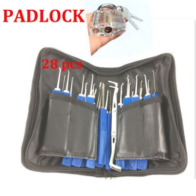 PS-17 28pcs Pickset and 1 Padlock Locksmiths tools