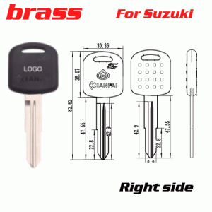 P-468A Brass Car key Blanks for Suzuki Right side