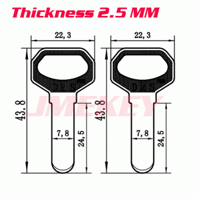 P-565 For Big hole DMS House key blanks Thickness 2.5mm