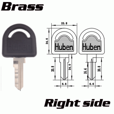 P-457B Brass House key Blanks Huben left side