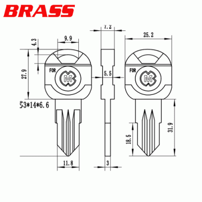 P-486 Brass House Key Blanks Suppliers