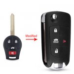 NIS-08 Mdified 4 Buttons Uncut Blank Remote key shellfor nissan