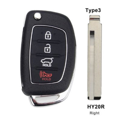 HY-14 4 Buttons Flip Folding Remote Key Shell For Hyundai