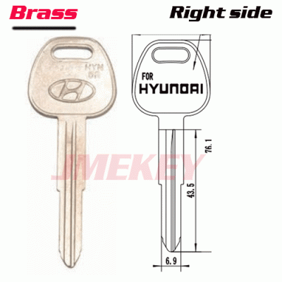 P-220 For Brass all metal hyundai Car key blanks Right side