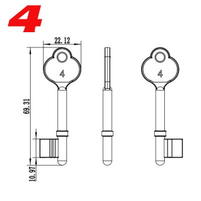 K-547 Zinc alloy Door key Blanks Number 4 Suppliers