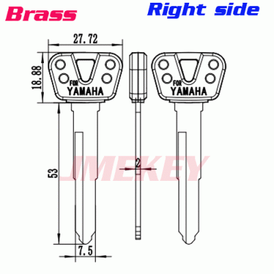 P-438 For BRASS yamaha car Key blanks Right side long