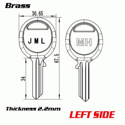 P-484B Thickness 2.2mm Brass Plastic House keys blanks ul051