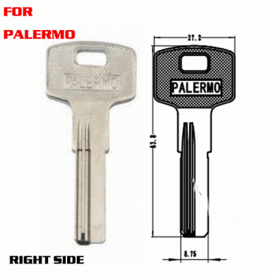 K-043 Brass House key blanks for PALERMO Right side