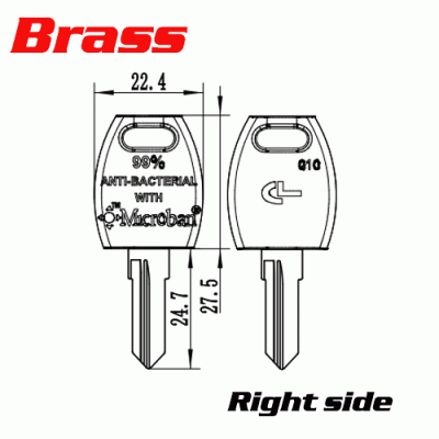 K-559 Brass House key blanks Q10 Right side