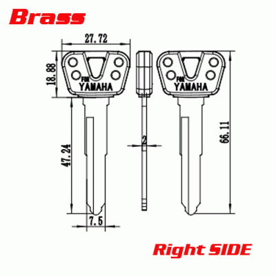 P-514D Brass Car key Blanks for Yamaha Right side