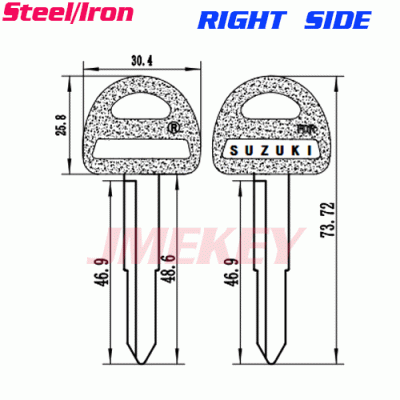 P-335 Replacement Iron Car key blanks For suzuki Right side