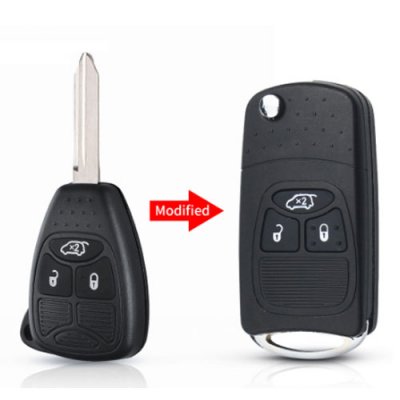 chry-05 Modify 3 Buttons 3B Uncut Blank Flip Folding Remote KEY