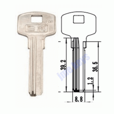 k-029 Brass HOUSE KEY BLNKS 3 SIDE THICKNESS 2.3mm