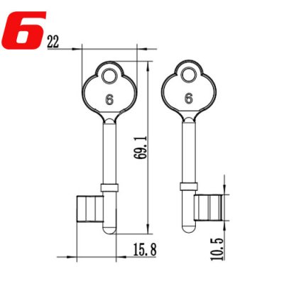 K-549 Zinc alloy Door key Blanks Number 6 Suppliers