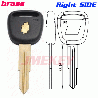 P-289 Replacement Gold logo key blanks for Chevrolet Right side