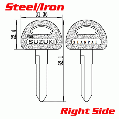 P-505 Steel Iron Car key Blanks for Suzuki Right side