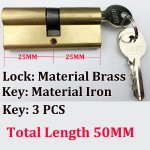 Lock-06 50mm Length Iron Lock cylinder 3 PCS Brass keys