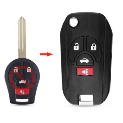 NS-15 4 Buttons Modified Flip Remote Key Shell For Nissan