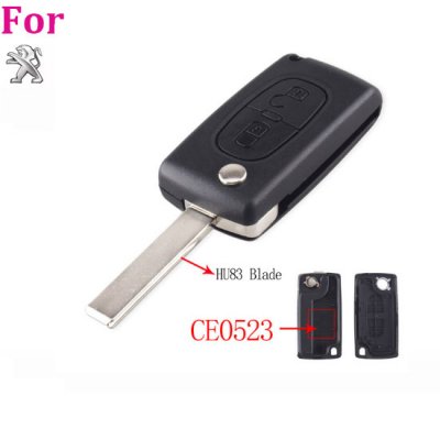 PEu-01 For Peugeot 2 buttons Flip remote key shell