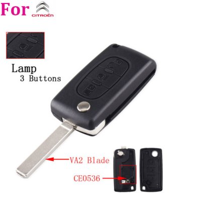 CIT-02C FOR Citroen 3 Buttons flip remote key shell VA2 KEY