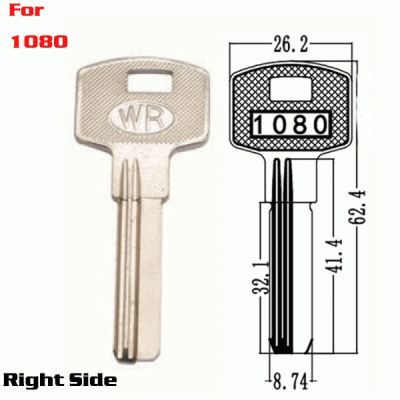 K-035 Brass Door Lock KEY BLANKS 1080 Right side